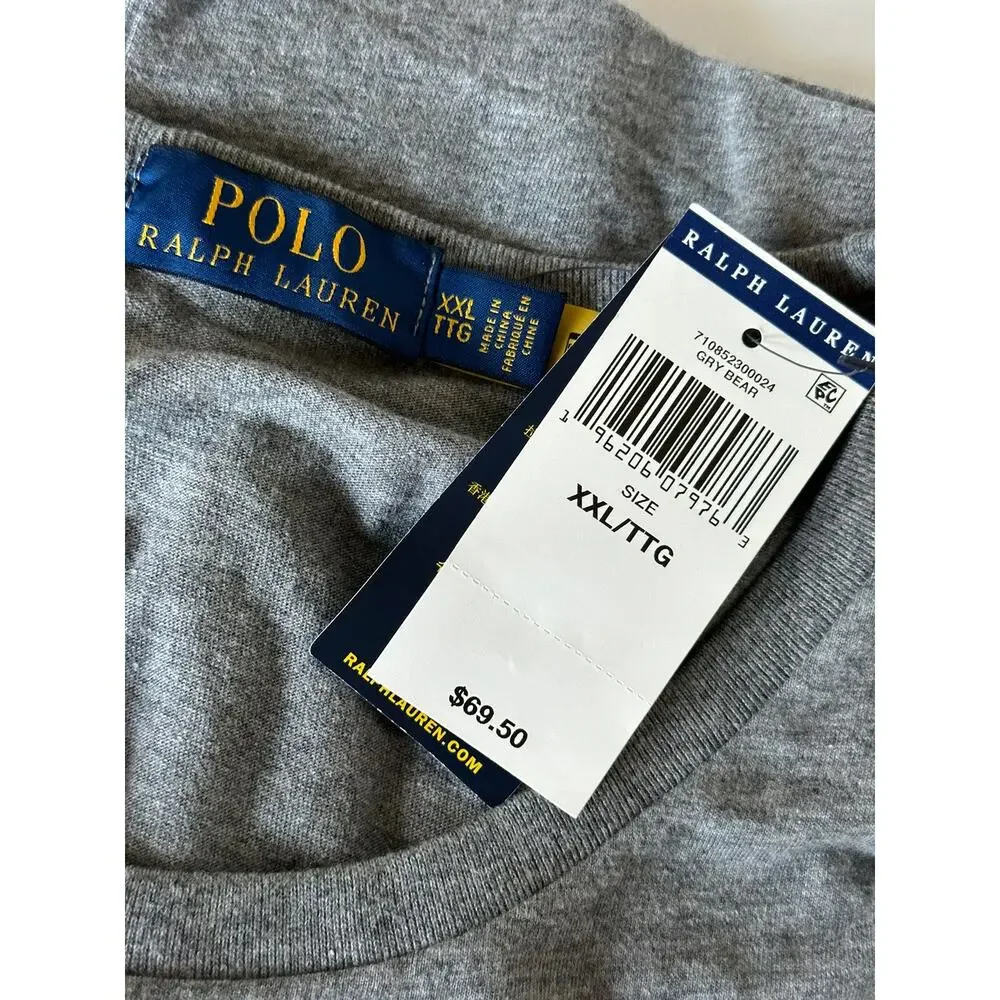 Polo Ralph Lauren Bear Cotton T-Shirt Gray 2XL/2TG NWT